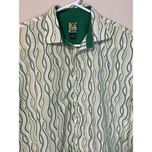 Raw Blue Nu Realms shirt Mens 3XL Multi Colored Striped Button Down Cuff Sleeves